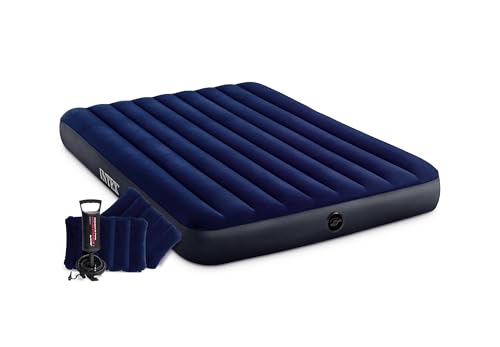 Intex Queen Size Dura-Beam Air Mattress with Inflatable Pillows & Hand Pump