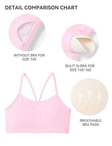 Girls Sports Bra with Removable Padding - Pink, 7-8 Years