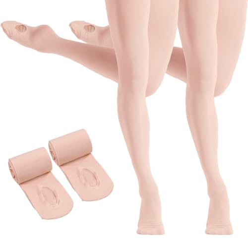 Ballet Tights for Girls - 2 Pairs, 8-12 Years, Ballet Pink