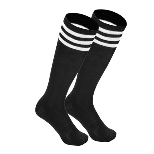Kids Athletic Soccer Socks - Black & White, 9-12 Years