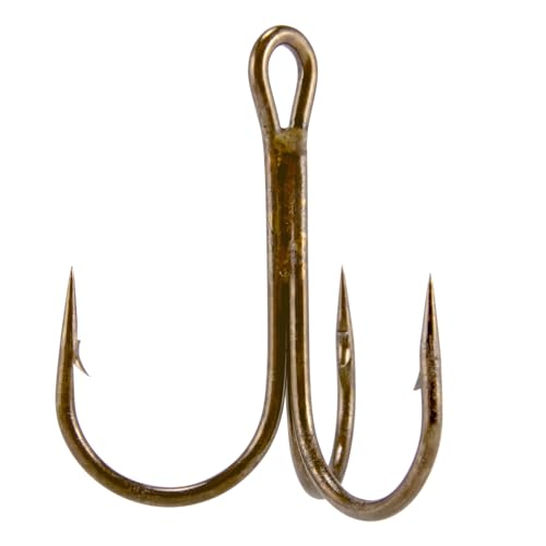 Round Bend Treble Hooks - 30 Pack #16 Bronze for Fishing