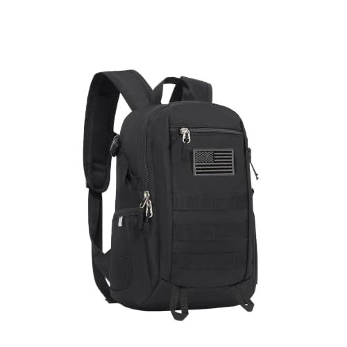ArcEnCiel Black 10L Mini Tactical Backpack MOLLE Daypack Camping Gear