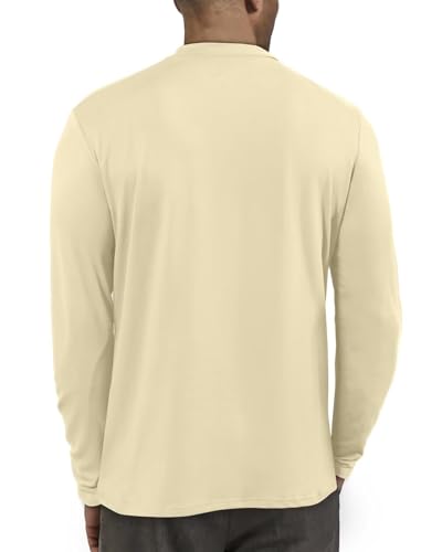Men's Long Sleeve Mock Turtleneck Casual Thermal Shirt - Khaki 3X-Large