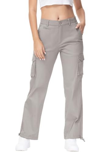 Gopune Women's X-Large Grey Hiking Cargo Pants Lightweight Water-Resistant Outdoor Travel Work Pants with 7 Pockets