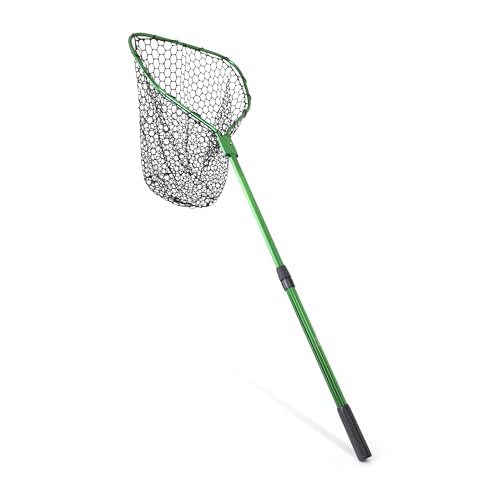 Telescopic Fishing Landing Net 3.6-5ft Rubber Mesh Shore & Boat Use