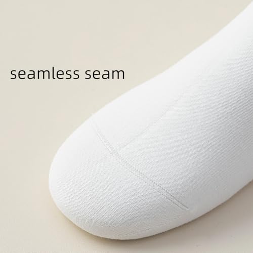 Ndoobiy 6 Pairs White Crew Socks for Men Women - Soft Cotton Elastic Band (Size 5-9)