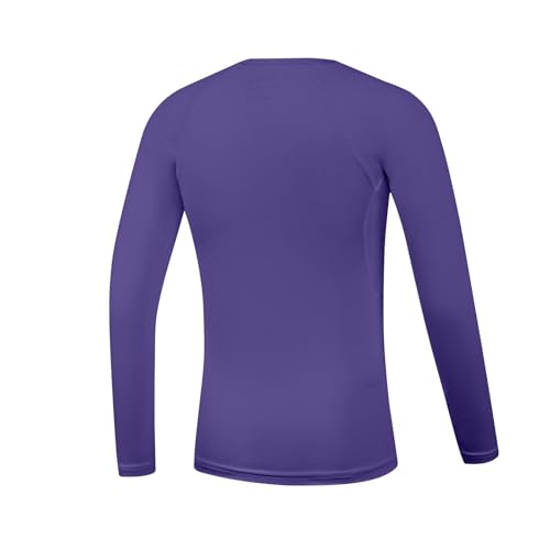 Boys Compression Shirt - Long Sleeve Athletic Base Layer, X-Large Purple