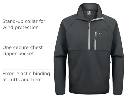 Little Donkey Andy Men's Grey Large Windbreaker Golf Pullover Quarter Zip Jacket