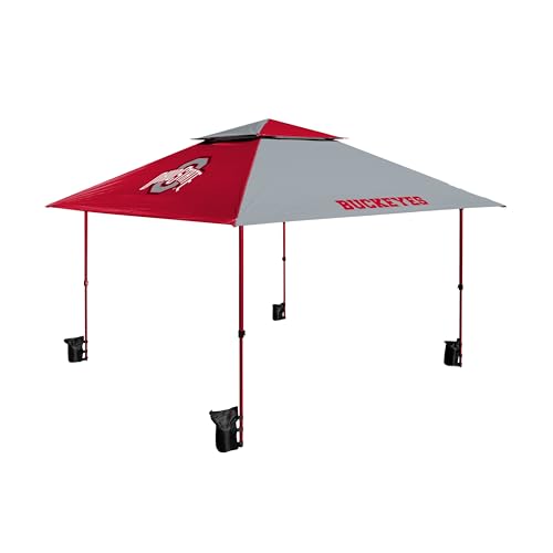 Ohio State Buckeyes 12x12 Pop-Up Canopy Tent - Easy Setup, Vented Roof, Includes Sandbags & Stakes