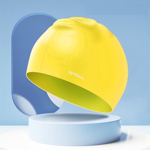 Classic Swim Cap - Soft Silicone, Waterproof, Flexible - Yellow