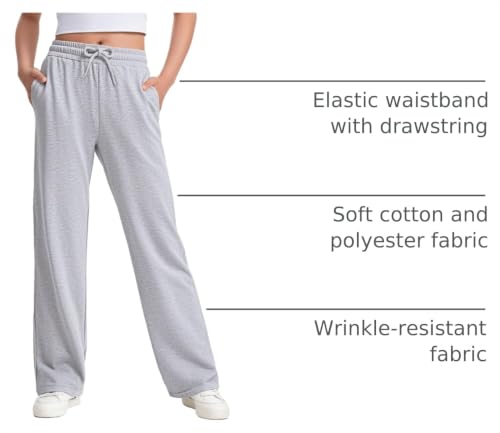 Girls Light Gray Sweatpants 13-14 Years French Terry Joggers Baggy Style NUMYEAN