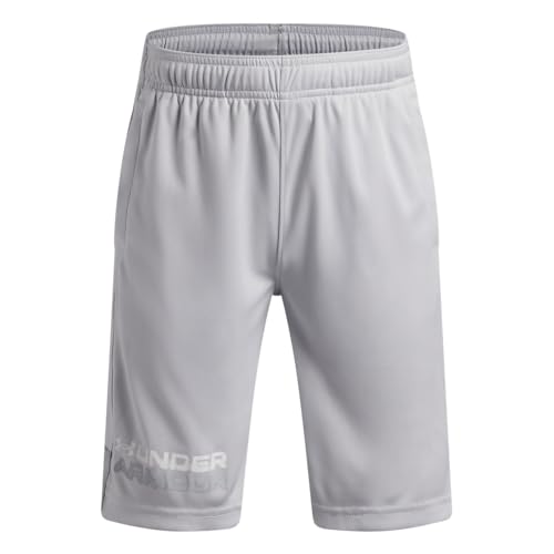 Under Armour Boys' Tech Graphic Shorts Large Halo Gray White - Performance Athletic Wear