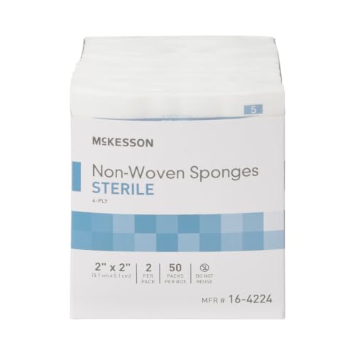 Sterile Non-Woven 4-Ply Sponges, 2 x 2 Inch, 100 Count