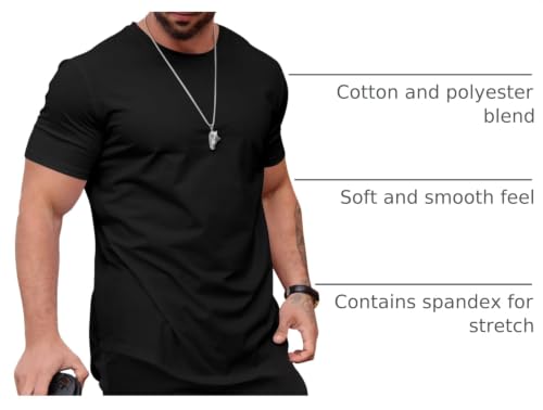 Men's Casual Longline Crewneck T-Shirt - Cotton Blend Tee