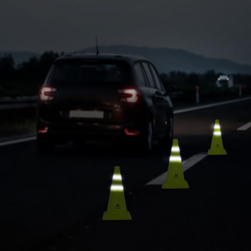 RoadHero 18 Inch 4 Pack Collapsible Traffic Safety Cones, Lime Green Pop-up Cones with Reflective Collar for Road Safety, Driving Training, Parking Lots