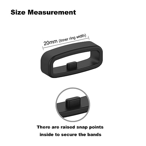 20mm Silicone Watch Strap Fastener Rings - Replacement Band Retainer Loops