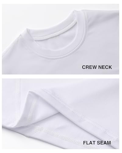 Boys Long Sleeve Compression Thermal Shirt - White Crewneck, Large