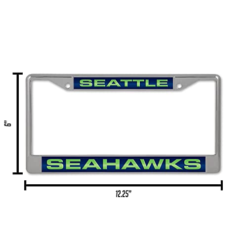 Seattle Seahawks NFL 12" x 6" Laser Cut Chrome Car Frame