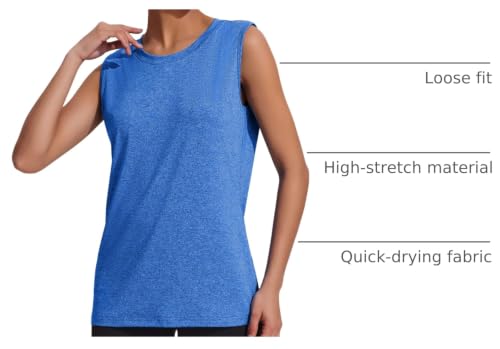 Lightweight Women's Sleeveless Yoga Tank Top - A-Blue, Medium
