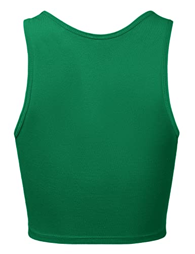 Sleeveless Cami Crop Tank Top - Racerback Halter Neck - Large Kelly Green