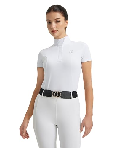 Equestrian Show Shirt for Women - Short Sleeve, UPF50, White, Medium