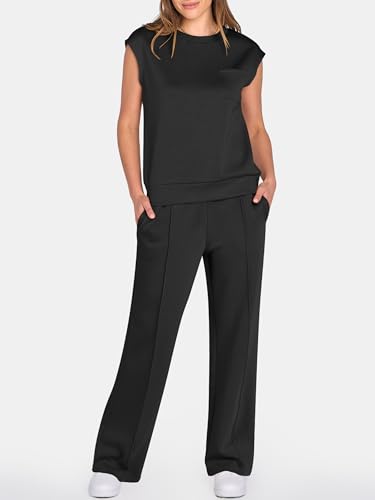 ANRABESS 2-Piece Travel Airport Outfit Sets for Women - Large Black
