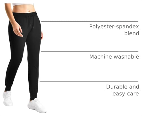 Full Length Womens Joggers with Pockets - X-Large Black