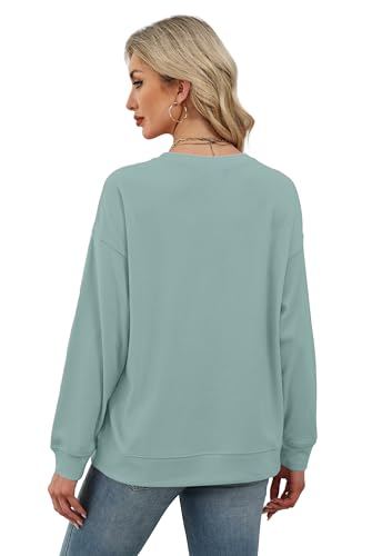 Women's Long Sleeve Crew Neck Sweatshirt - Large, Blue