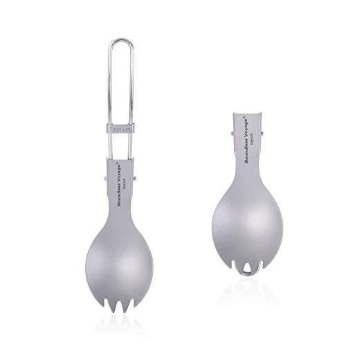 Folding Titanium Spork - Ultralight Spoon Fork Knife Utensil Ti1022T