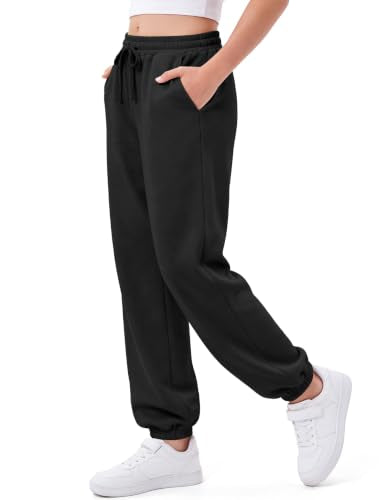 Somaibo Girls Athletic Joggers 11-12 Years Black with Drawstring & Pockets
