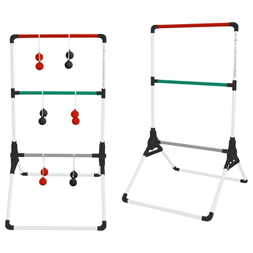 Portable Ladder Toss Game Set with Built-in Scoring - 2 Targets & 6 Bolos