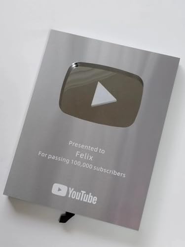 Customizable YouTube Play Button - Silver Milestone Plaque