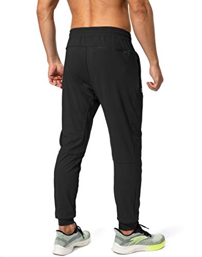 Men's Athletic Sweatpants with Zipper Pockets - Medium Black