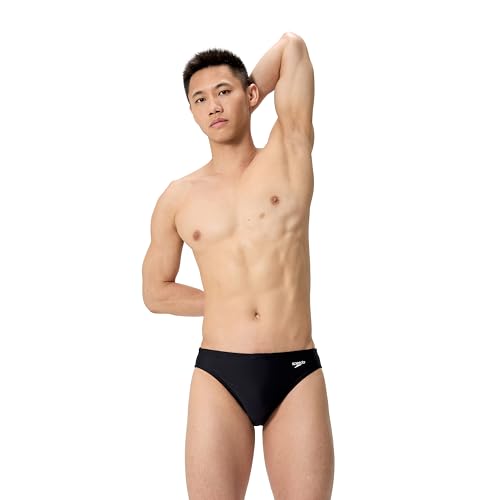 Speedo Men's Endurasoft Solid Swimsuit Brief Black 26 / Team Black