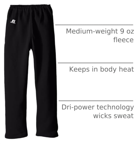 Russell Athletic Youth Dri-Power Fleece Joggers with Pockets, Black, Medium