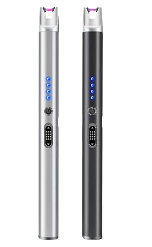 2 Pack USB Rechargeable Electric Arc Lighter - Windproof - Black+Silver