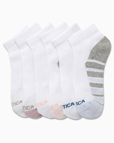 Moisture Wicking Quarter Socks - Cushion Athletic Socks 6 Pack - White Logo