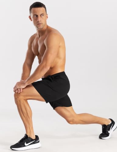 Men's Athletic Running Shorts - Quick Dry, Breathable, with Pockets - Medium/Black