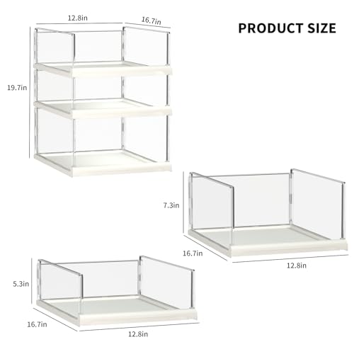 3 Pack Stackable Closet Organizers and Storage Shelves - Transparent Sweater Organizer for Closet, Bathroom, Kitchen, Cupboard, Laundry Room, and Office