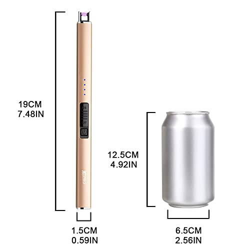 Electric Arc Lighter - Windproof USB Rechargeable with Safety Lock - Gold