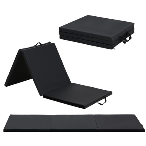 Thick Portable Gymnastics Mat - 6 ft x 2 ft - Black