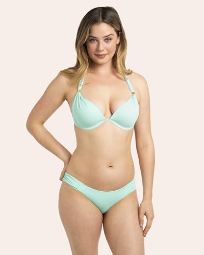 Women's Ruched Bikini Bottom - Mint Chip - Full Coverage