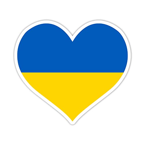 Ukraine Flag Heart Vinyl Sticker - 5.5" Wide for Car & Wall