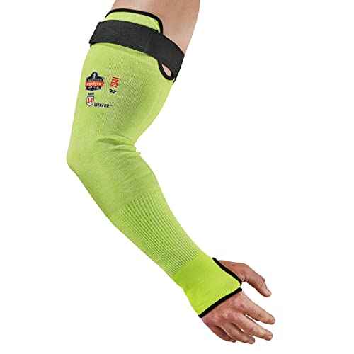 Ergodyne ProFlex 7941 Cut Resistant Protective Arm Sleeve, Cut Level A4, Pair, Lime, 22 Inch