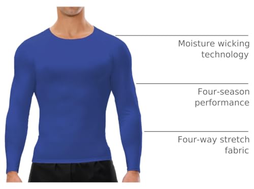 Men's Long Sleeve Compression T-Shirt - A-Blue, Small