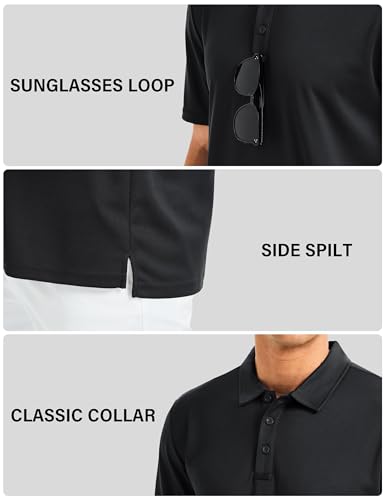 Men's Short Sleeve Golf Polo Shirt - Quick Dry Moisture Wicking