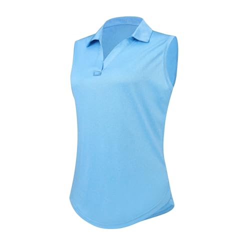 Women's Sleeveless Golf Polo Shirt - Light Blue, Large