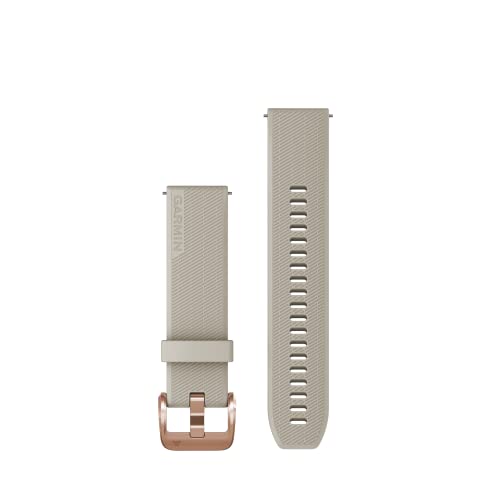 Garmin Compatible Light Sand Silicone Quick Release Watch Band 20mm with Rose Gold Hardware