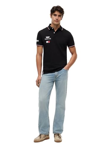 Men's Stretch-Cotton F1 Replica Polo - Black, Medium