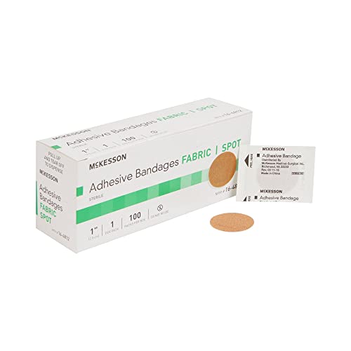 Sterile Fabric Adhesive Spot Bandages - 1-Inch Tan, 100 Count